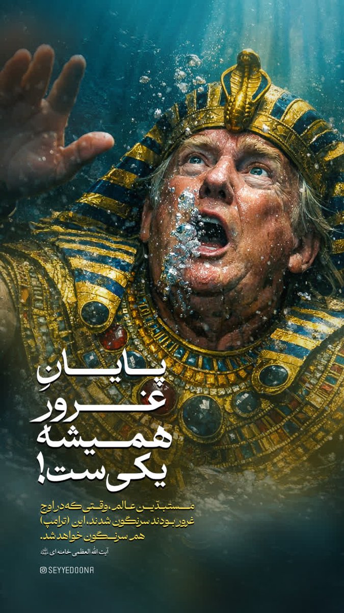 SadatMousavi9's tweet photo. 🔴 پایان غرور همیشه یکی‌ ست!
مستبدّین عــالم ، وقتی که در اوج
غرور بودند سرنگون شدند این هم
سرنگون خواهد شد 🤚🏻🇮🇷

#سپاه_قدس
#مرگ_بر_آمریکا https://t.co/z8pPscdGFY