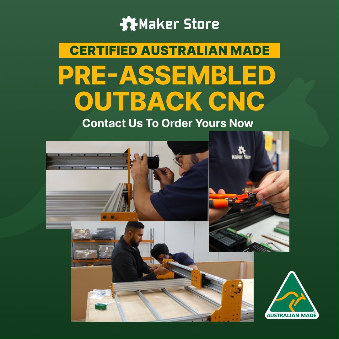 Our pre-assembled Outback CNC is assembled in Australia and officially Certified Australian Made, giving you confidence in local quality control and support: 1ma.kr/hdnvs 
Ideal for schools, workshops, and serious makers.
Contact us to find out more.

#MakerStore