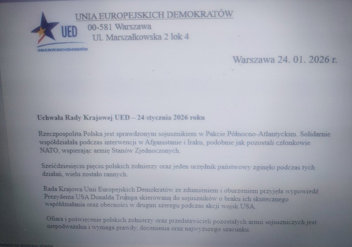 Podczas dzisiejszych obrad Rada Krajowa UED przyjęła jednogłośnie uchwałę w sprawie bezprecedensowej wypowiedzi Prezydenta Donalda Trumpa
<a href="/UniaEuroDem/">Unia Europejskich Demokratów</a>