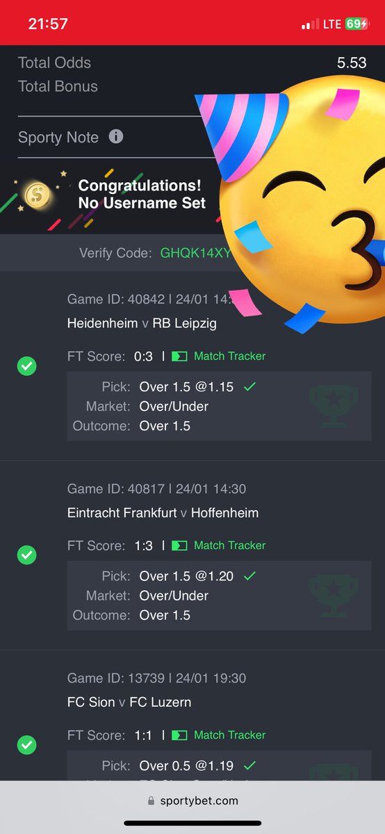 KELVIN_TPS's tweet photo. CONGRATULATIONS 🥳 🎉🥂🥂🥂🥂🥂🥂🥂🥂🥂🥂🥂🥂🥂

Ticket 1 (3 odds) WONNNNNN🥳
Ticket 2 (5 odds) WONNNNNN🥳

2/3 🤩 https://t.co/XyXbjDXber