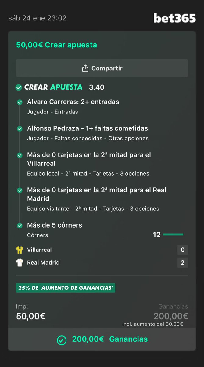 Funbet VIP (stake 0.5) | Cuota 4 ✅

Nos llevamos la cuota 4 por lo menos, una pena el pick porque si al Villarreal le hubiese apetecido salir a jugar el partido os hubiese regalado un plenazo gordo

Mañana más 🤝🏻