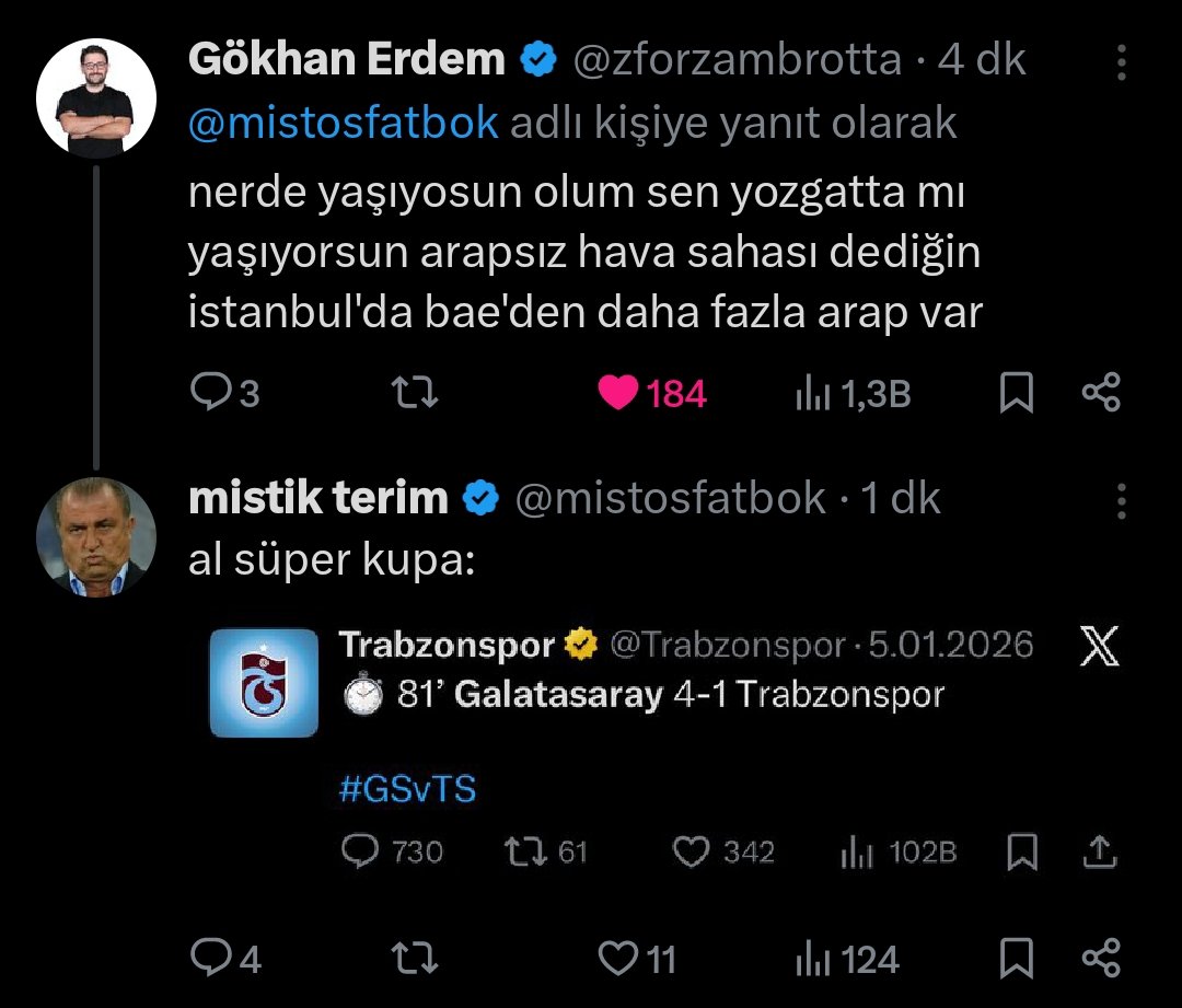 alakasız birşry yazıyor. yazıp laf soktuğunu sandığı şeyde fenerin bunlara 2 tane sokumladığı süper kupa.