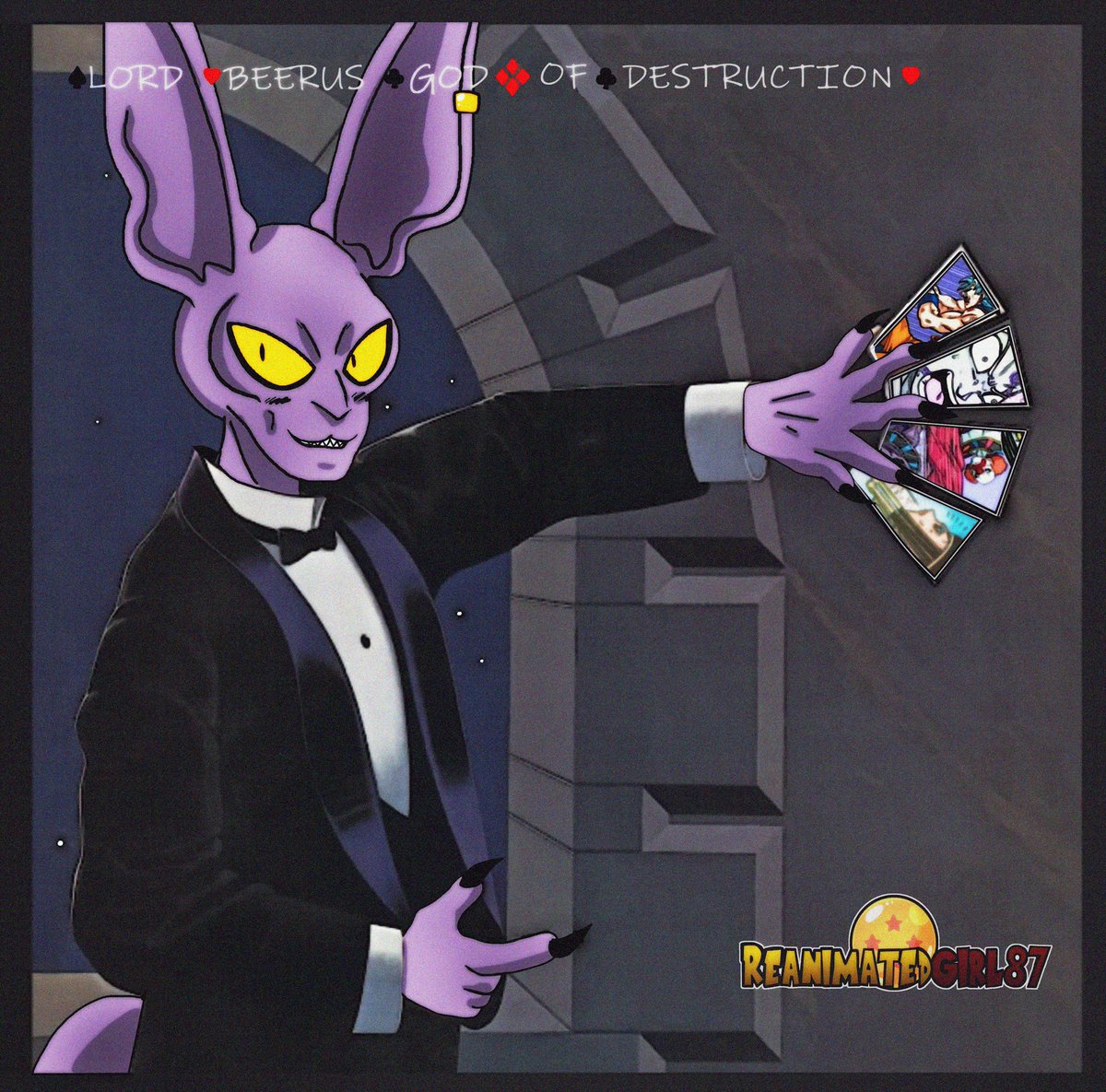 Reanimatedgirl's tweet photo. #DragonBallSuper #80s 

✨️♣️♦️♠️♥️🃏✨️

🔹️Lord Beerus 🔹️

#drawing #artist #art #dbzart #godofdestruction  #cat #90s #music #vibe #anime #manga https://t.co/gNcjGZ0xNF