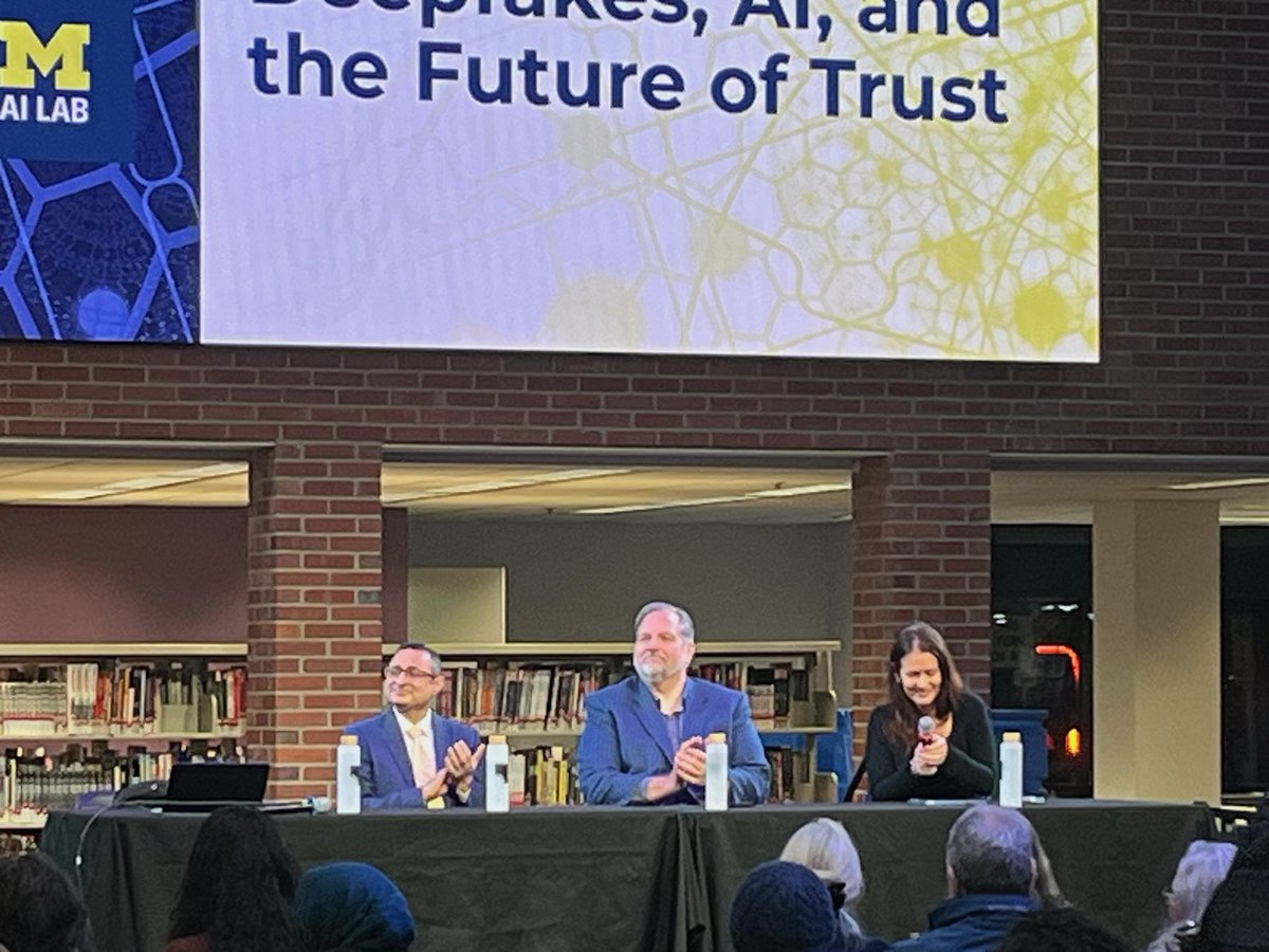 michigan_AI's tweet image. Cold weather, warm conversation. Huge thanks to everyone who joined our Friday Night AI Q&amp;amp;A panel yesterday for a deep dive into #deepfakes, #AI, and their impact on trust.

The engagement and discussion made it well worth it. ❄️✨ See you next time @aadl!