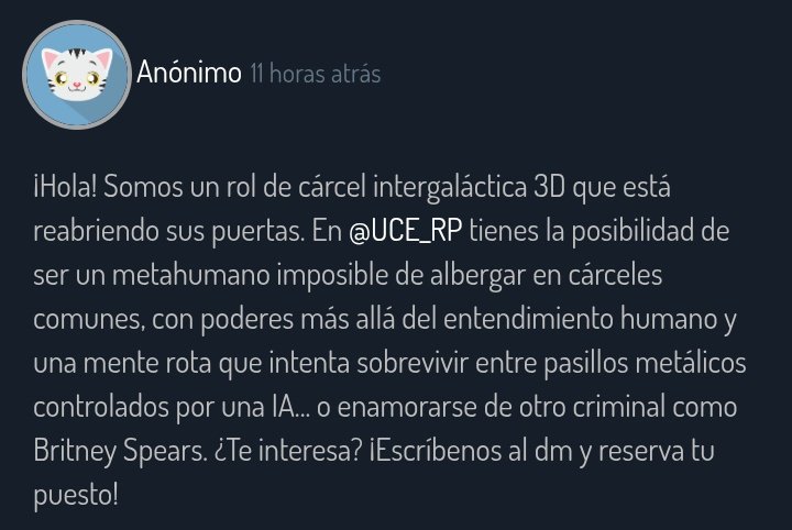 CC_eclipsisRP's tweet photo. Rol de cárcel intergaláctico 3D @UCE_RP

—🌑 https://t.co/cBoTMLcmfm