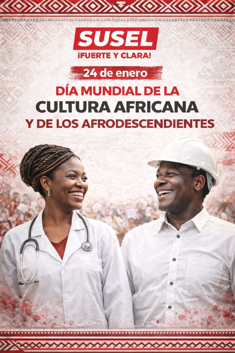 Hoy, 24 de enero, conmemoramos el Día Mundial de la Cultura Africana y de los Afrodescendientes.

Reconozcamos su historia, su lucha y su enorme aporte al desarrollo de nuestras sociedades. 

La cultura afrodescendiente es identidad, es trabajo, es dignidad y es presente.