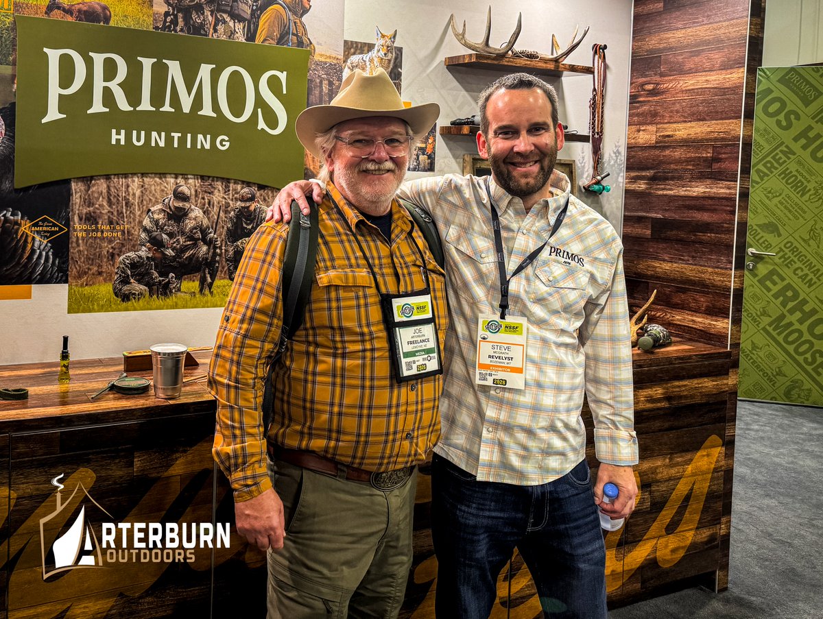 .<a href="/nssfshotshow/">SHOT Show</a> stop with AO camp veteran Steve McGrath at the Primos Hunting booth. Steve’s been part of many Arterburn Outdoors camps and also represents Camp Chef and Hoppe's - longtime partners who help make our camps better every year.