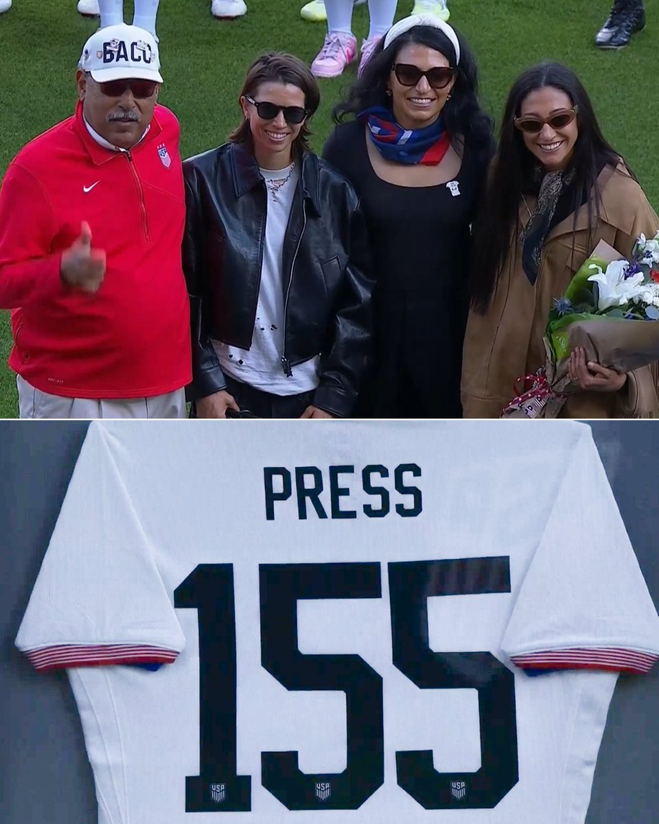 FOXSoccer's tweet image. ⚽️ Two-time FIFA World Cup Champion
⚽️ 155 Caps
⚽️ 64 Goals

Christen Press's legendary career is being celebrated ahead of the @USWNT’s game vs Paraguay 🇺🇸