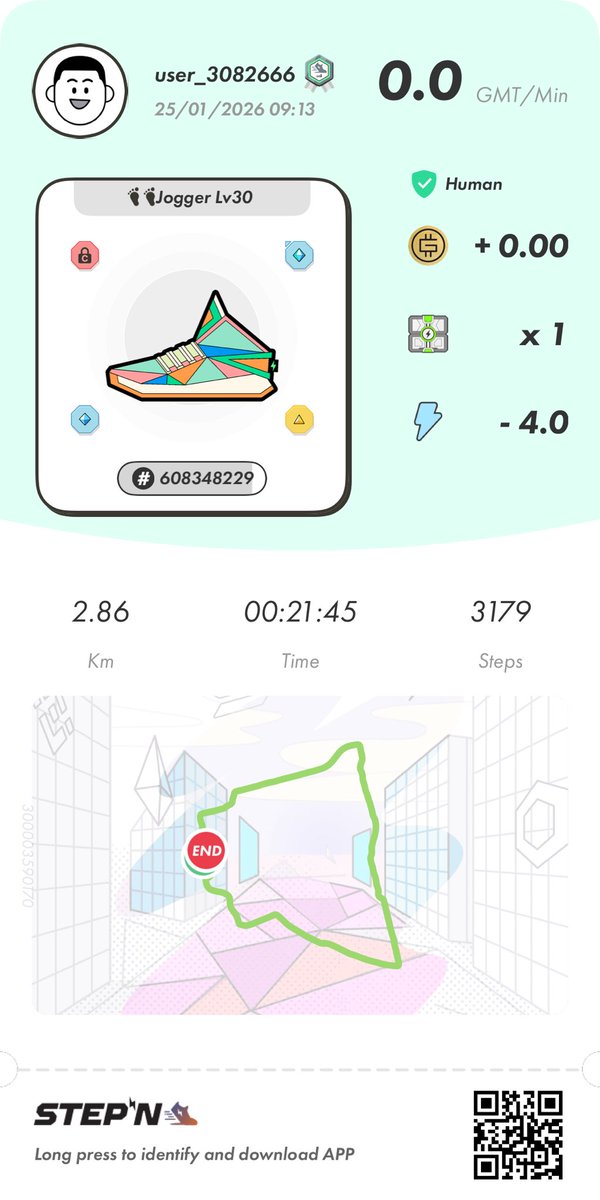 citrov_'s tweet photo. First GMT run 😬 anyone know why I got 0? Is my comfort too low? #stepn https://t.co/jG3d9vgINH
