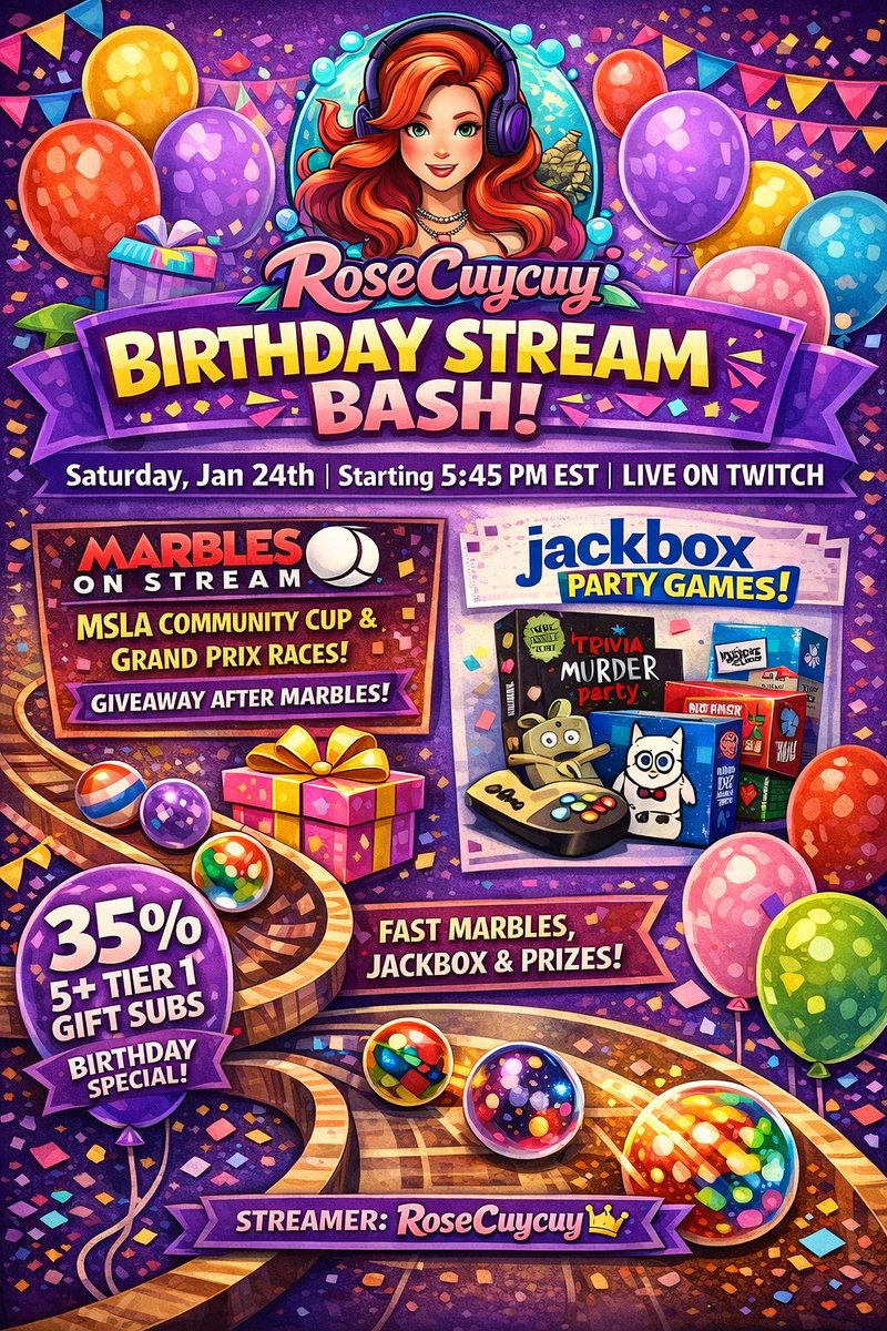 WE ARE LIVE! COME CELEBRATE WITH ME! twitch.tv/rosecuycuy