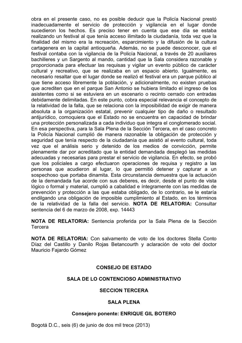 📌 Responsabilidad del Estado por atentados terroristas. Regímenes de responsabilidad. Intervención del Estado. 

Consejo de Estado. Sentencia de 6 de junio de 2013. Rad. Radicación número: 05001-23-31-000-1997-01432-01(26011). C.P. Enrique Gil Botero.  

drive.google.com/file/d/1vIch7E…