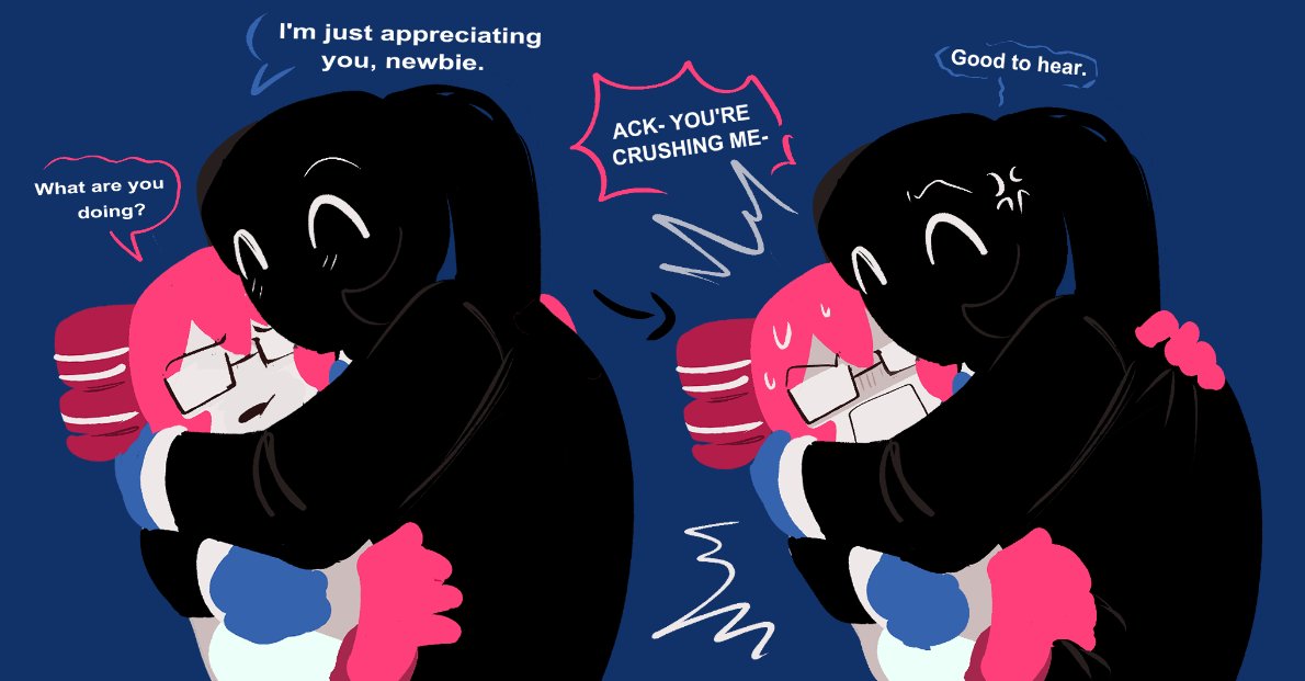 bunnyyycat's tweet image. After the events of the music video, Their boss told Miku to be kind to Teto and hug it out