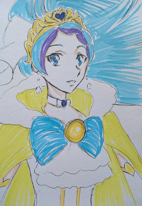 #ゴープリ10周年なので海藤みなみさん3733枚描いてお祝い (1377.1378) 寝起きリハビリらくがき。 昨日でグランプリンセス10周年だった・・・