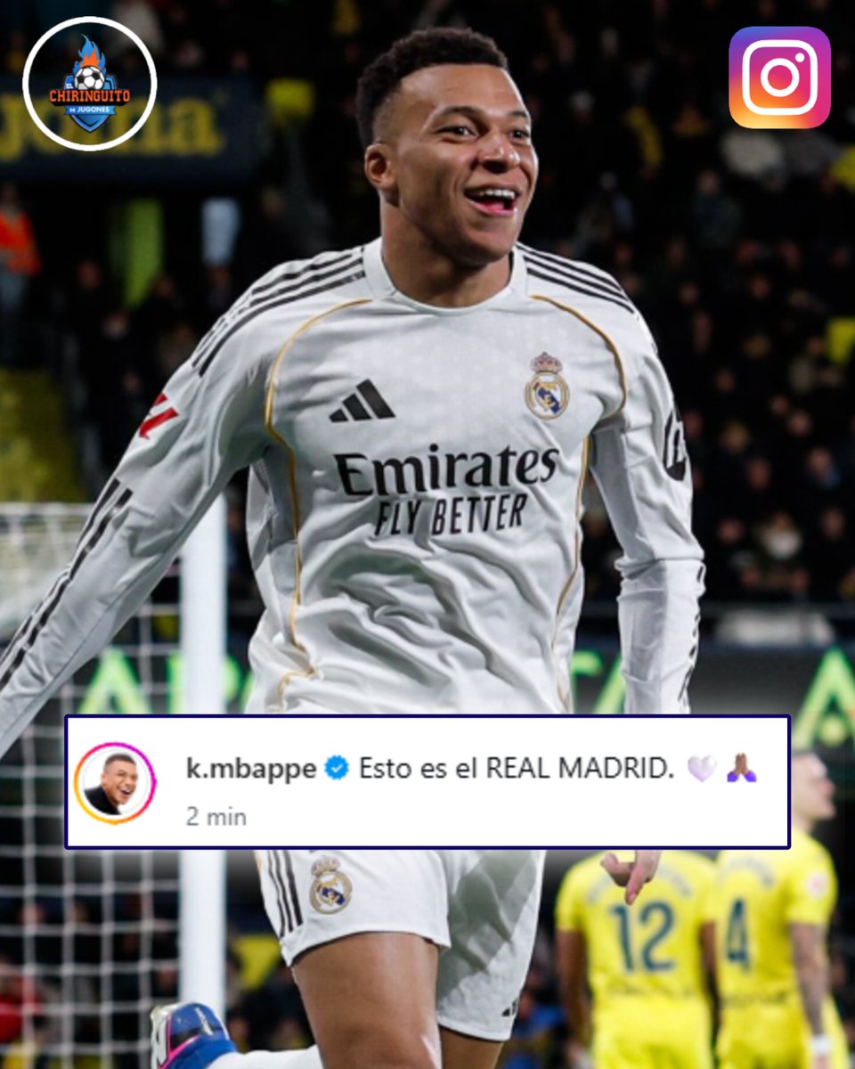 🤍 "Esto es el REAL MADRID".

📲🐢 El mensaje de <a href="/KMbappe/">Kylian Mbappé</a> en sus redes sociales tras la victoria en La Cerámica.