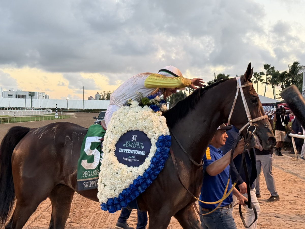 SKIPPYLONGSTOCKING wins the $3M G1 <a href="/PegasusWorldCup/">Pegasus World Cup</a>!!!!! 🏆

What. A. Horse. 

Trainer <a href="/SaffieJosephJr/">Saffie Joseph Jr.</a> finished 1-2 with White Abarrio finishing second!

Congratulations to all connections!!

📸 Ben Kudla/Equibase