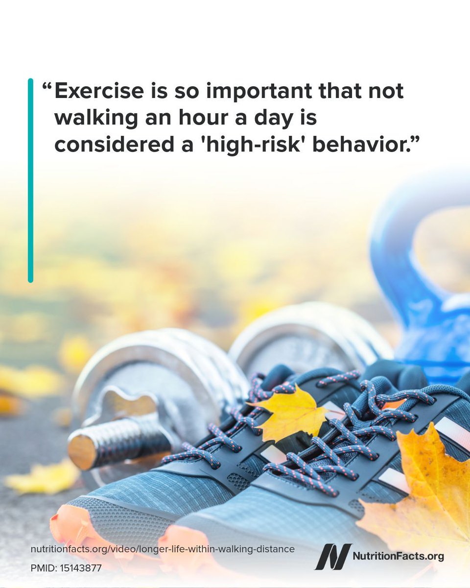 nutrition_facts's tweet image. Exercise is so important that NOT walking an hour a day is considered a “high-risk” behavior. bit.ly/2BsKqJP