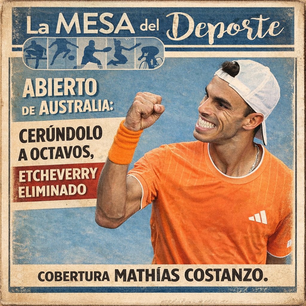 🎾 Tenis | AUSTRALIA OPEN: Cerúndolo a octavos, Etcheverry eliminado. ✍🏻 Mathias Costanzo.
lamesadeldeporte.blogspot.com/2026/01/tenis-…
