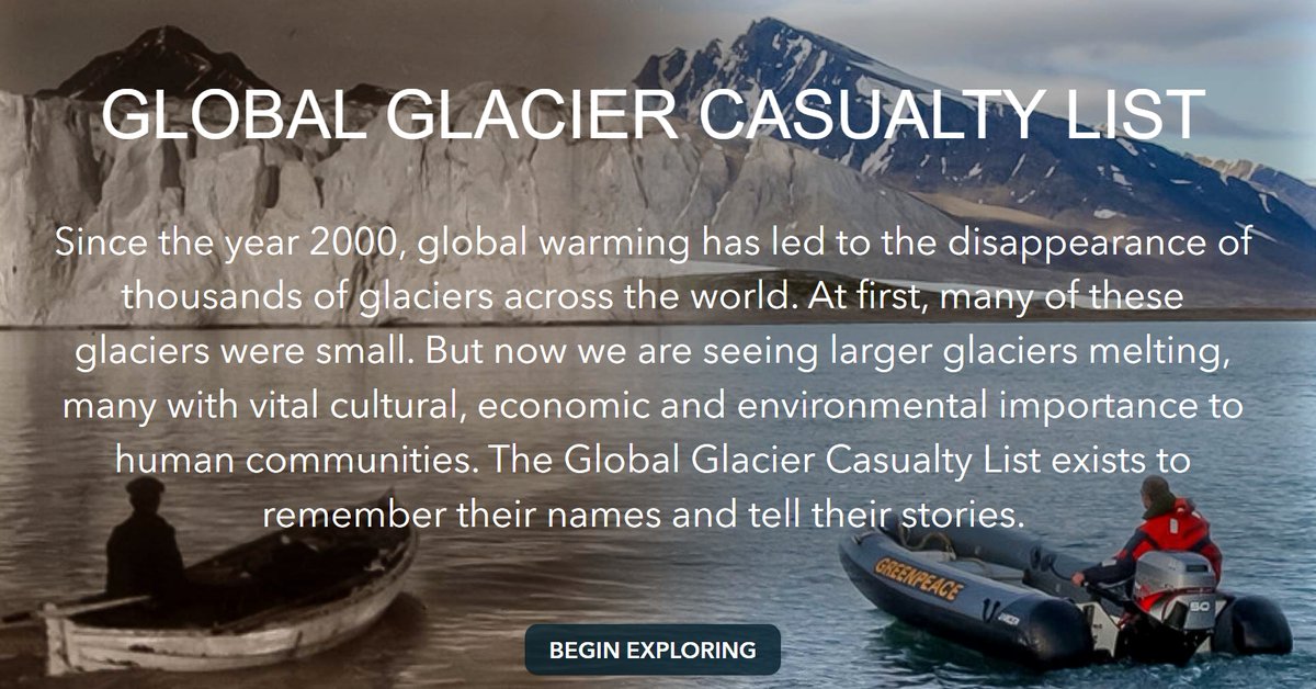 The Global Glacier casualty list from Rice University.

How long before we inhabit an ice-free planet?

glaciercasualtylist.rice.edu