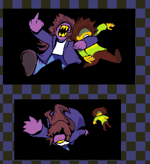Creative_Name65's tweet image. damn, i'm ripping the sprites from chapter 5 and it's crazy to see these two cutscenes side by side...
#DELTARUNE