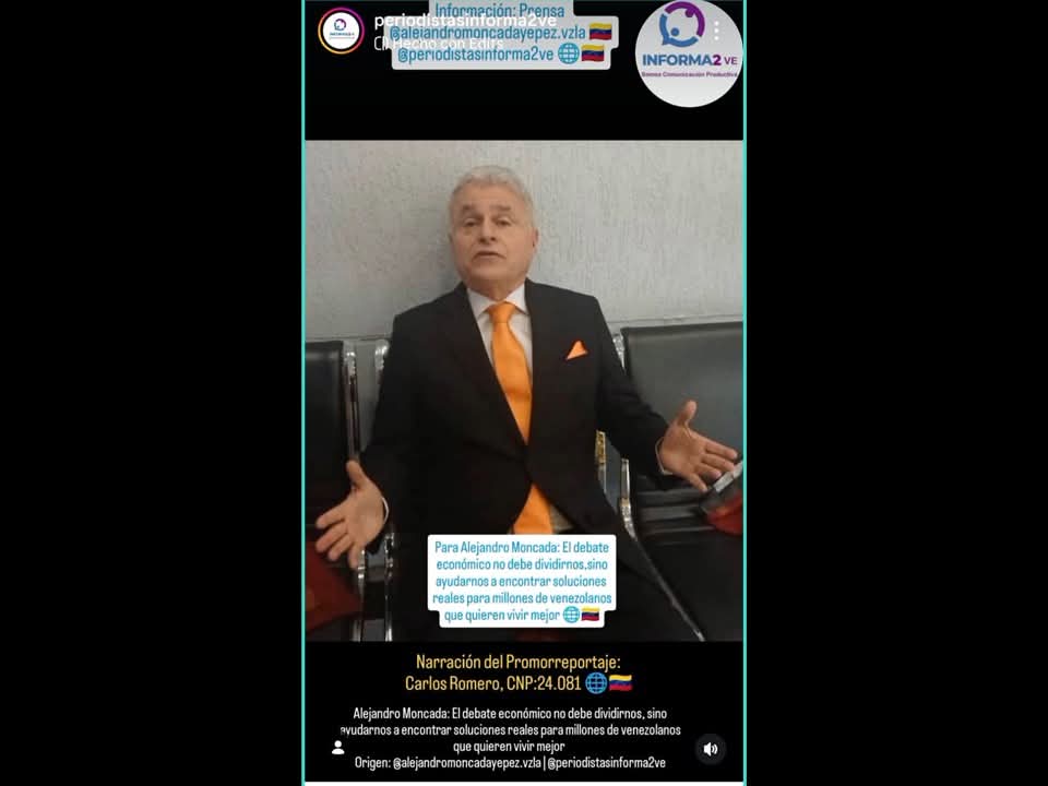 #Política Alejandro Moncada: El debate económico no debe dividirnos, sino ayudarnos a encontrar soluciones reales para millones de venezolanos que quieren vivir mejor acortar.link/qXFNeP 
<a href="/Informa2ve/">Informa2ve| ¡Somos Comunicación Productiva!</a> <a href="/rccarlosj/">Carlos J. Romero C.</a> <a href="/joserioslugo/">José Ríos Lugo</a> <a href="/elreporteglobal/">El Reporte Global</a> <a href="/AleMoncadaYepez/">Alejandro Moncada</a> #Venezuela