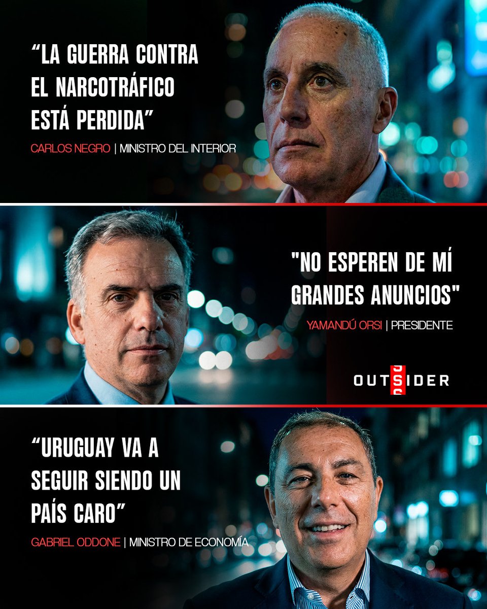 Outsider_uy's tweet image. BIENVENIDA ESPERANZA…

🗣️ | Carlos Negro: “La guerra contra el narcotráfico está perdida”.

🗣️ | Yamandú Orsi: “No esperen de mí grandes anuncios”.

🗣️ | Gabriel Oddone: “Uruguay va a seguir siendo un país caro”.