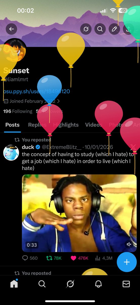 Les ballons … 
Enfin majeur !!