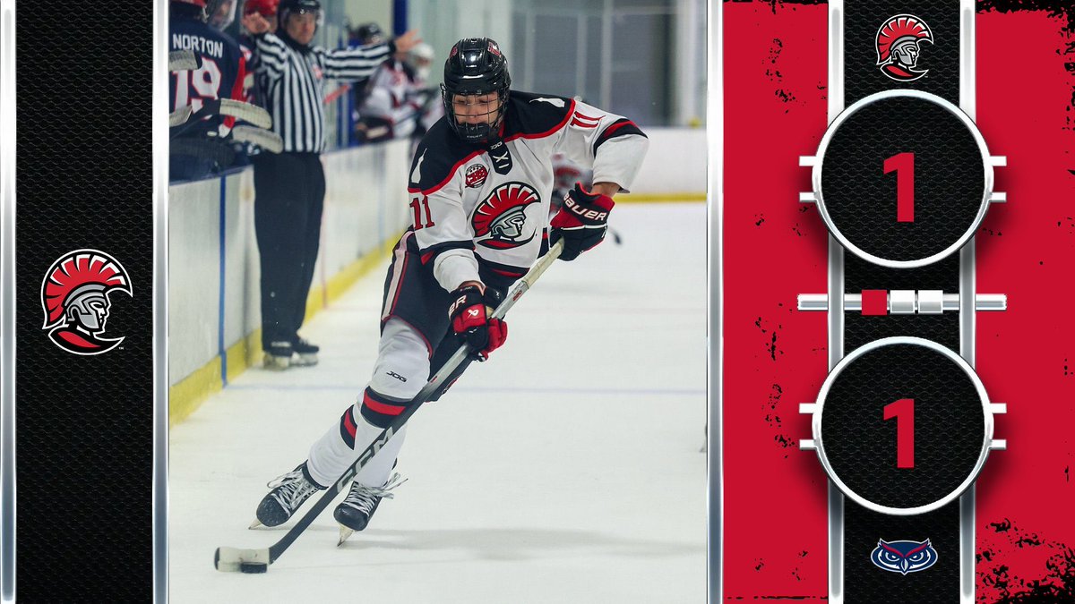 The Spartans and the FAU Owls are tied 1-1 at the end of the first period