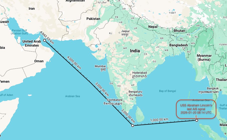 Distância percorrida pelo CVN 72.