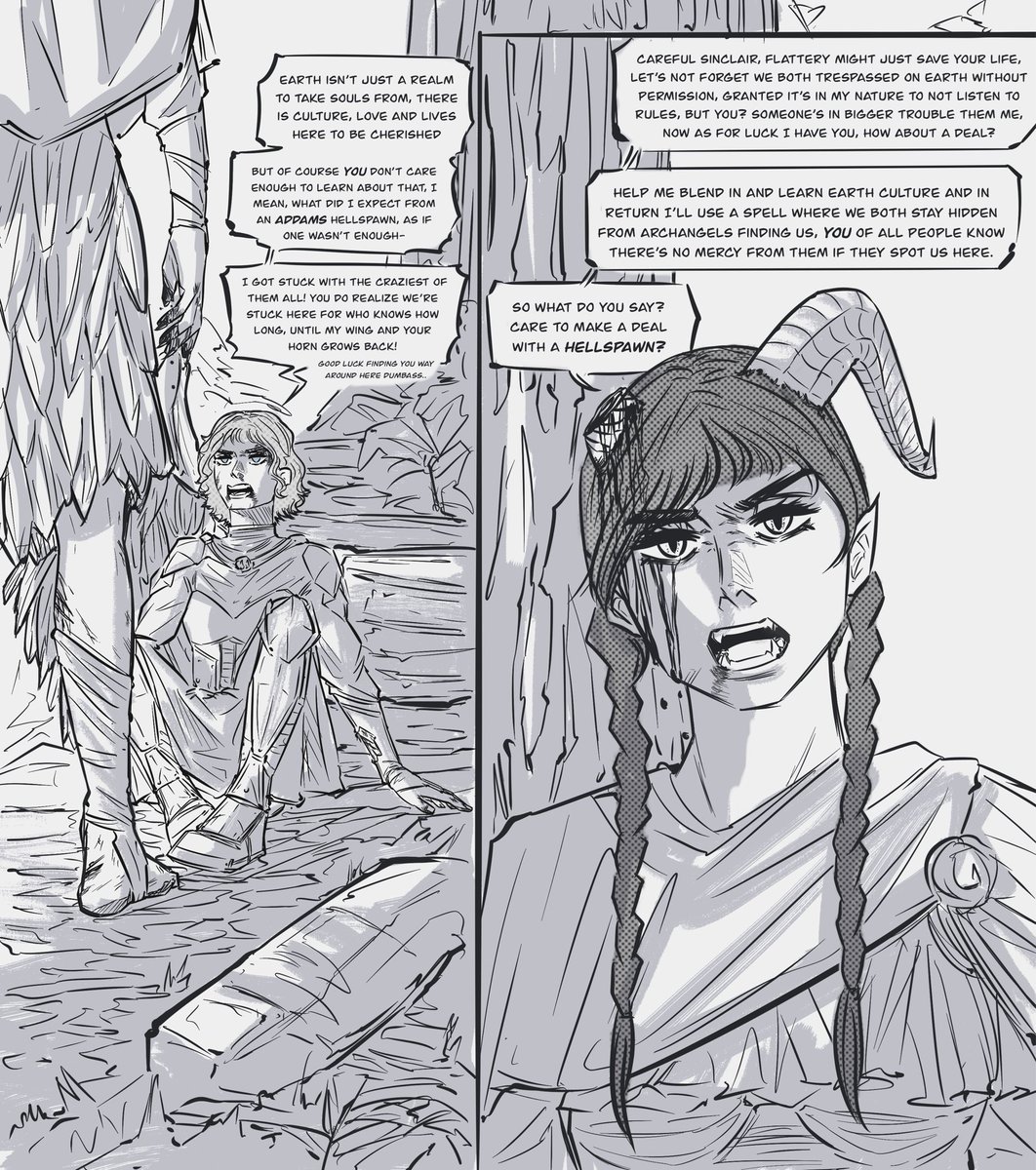 sapientgolem's tweet image. Angle/demon au, guys I just wanted to draw Wednesday with horns 
#wenclair