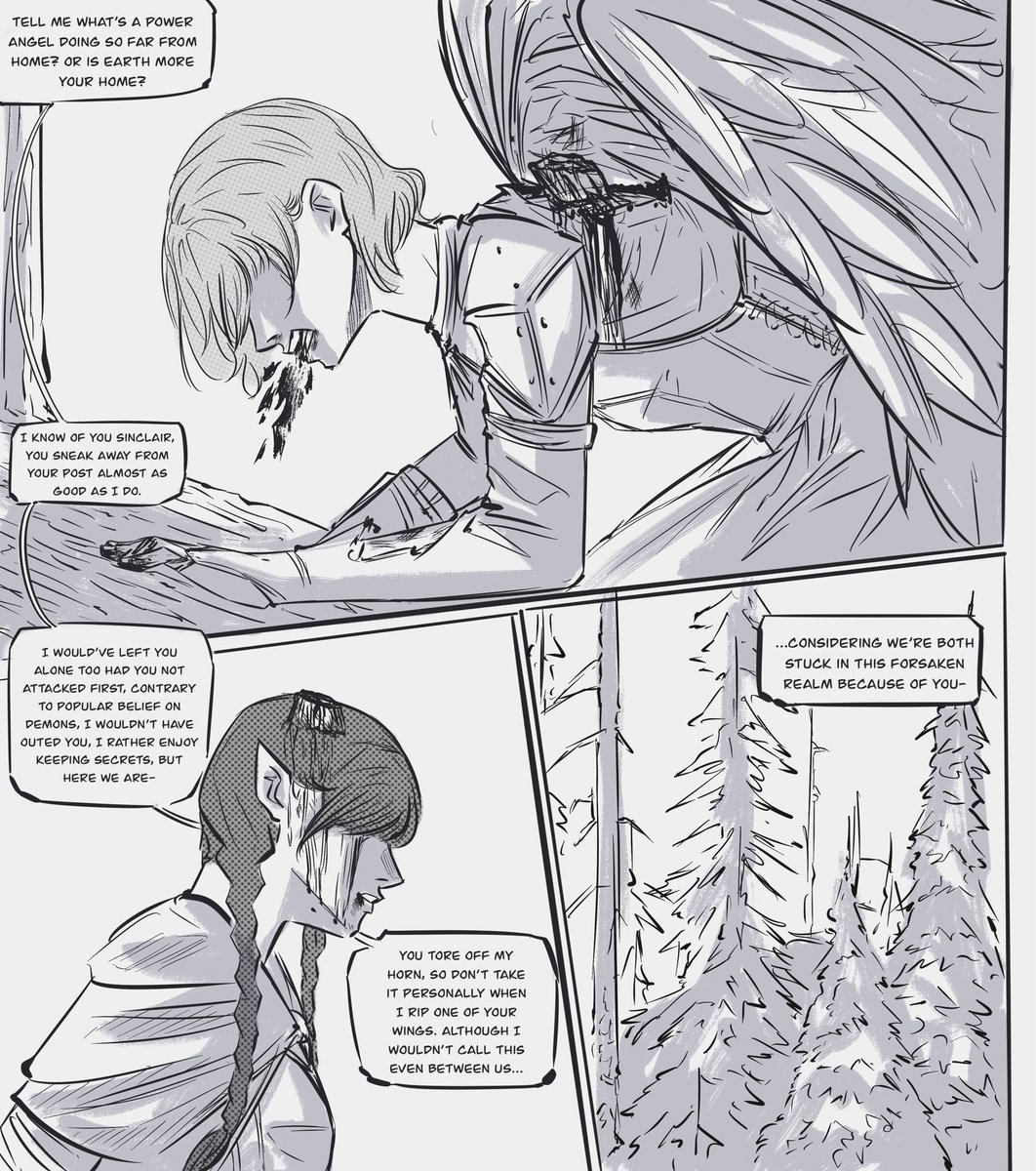 sapientgolem's tweet image. Angle/demon au, guys I just wanted to draw Wednesday with horns 
#wenclair