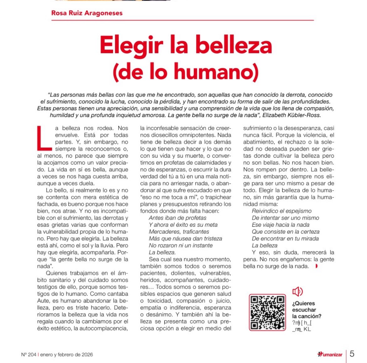 “La gente bella no surge de la nada”, E. Kübler-Ross. Cierto. Te lo cuento ayudada de #Aute, por aquí 👉🏼 lnkd.in/eanqcBqq

#revistaHumanizar #belleza #sociosanitario #salud #humanización #verdad #valores
<a href="/Humanizar_es/">Humanizar</a>