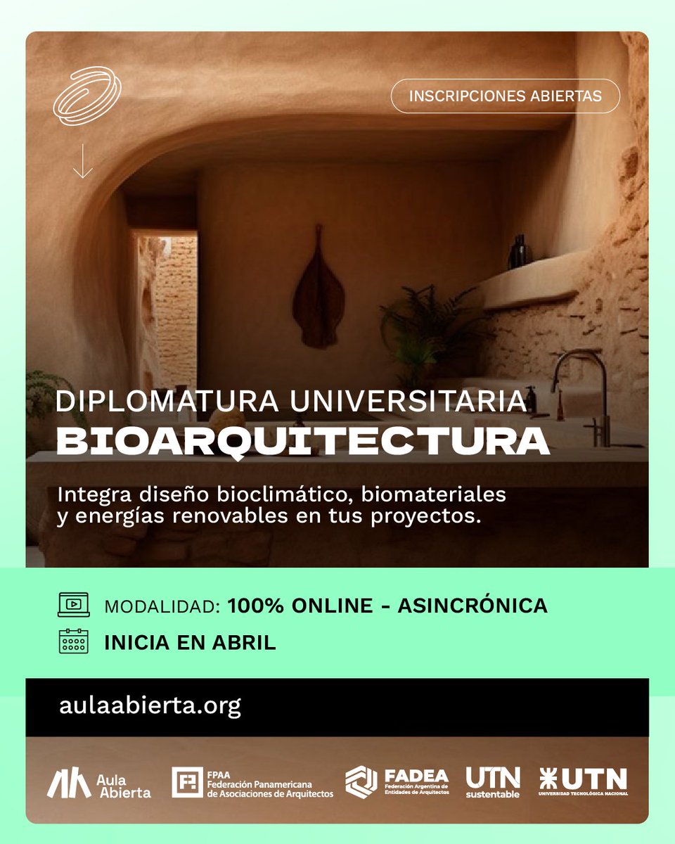 📚 Diplomatura Universitaria en Bioarquitectura
Diseñarás y ejecutarás proyectos que combinen confort, eficiencia energética y respeto por el entorno.
💻 100% online · Asincrónico
📅 Inicio en abril 2025
🌐hubs.ly/Q03-GWVb0