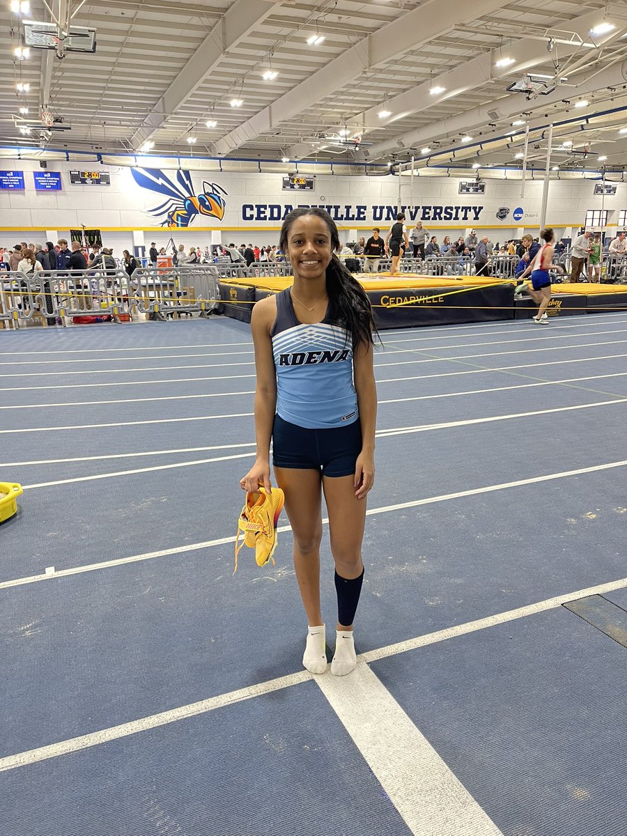 AdenaAthletic's tweet photo. Senior Jacey Smith competed in the Richey HS Tune-up at Cedarville University today.  She made the finals and finished 11th out of 83 in the 60 m, finished 4th in the Triple Jump, and placed 3rd out of 23 in the long jump.  Good job, Jacey! https://t.co/6VWbB7ebXO