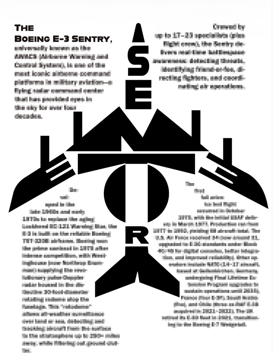 CHLOROFORMCURRY's tweet image. AWACS calligram I made for a class zine project