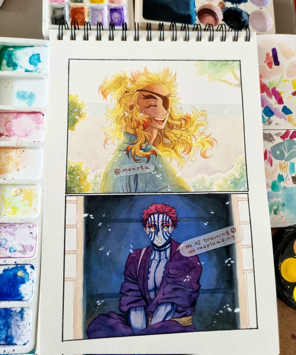 A beautiful and deadly sight. So warm and full of life.

Or Akaza's heart skipping a beat as he watches Kyojuro's ethereal beauty from the shadows.