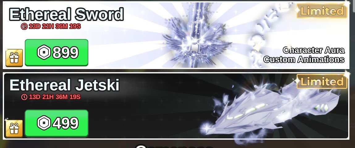 iLobloxio's tweet photo. Ethereal Sword: 89.900
Etheral Jetsky. : 49.900

beli bundle (sword+jetsky) : *130.000* https://t.co/MxoAUl8WPC