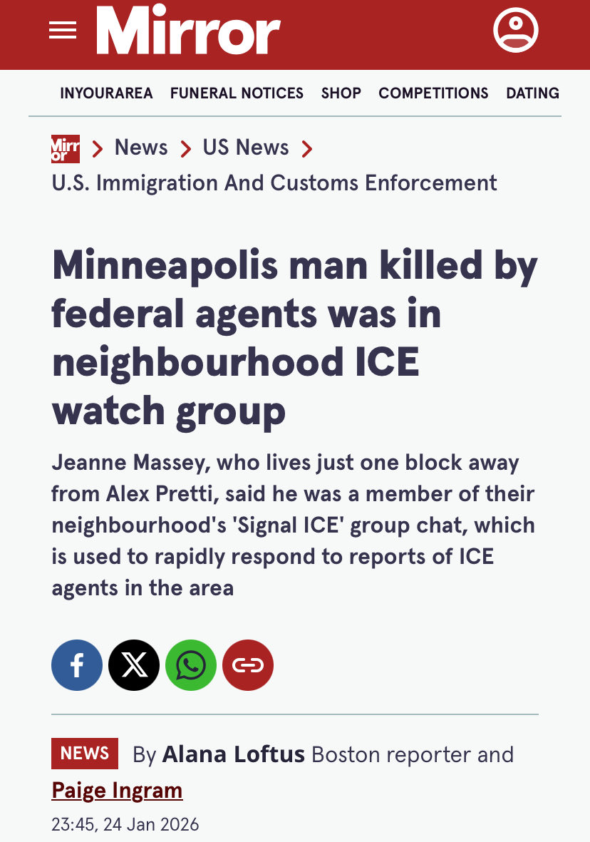 0hour1's tweet image. Alex Pretti was trained by the Signal Group.

He knew not to obstruct the ice arrests.

He committed suicide.