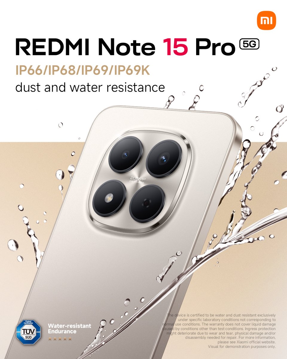 Xiaomi_PH's tweet image. Fun fact: IP69 is one of the toughest protection ratings out there. 👀 That’s why #REDMINote15Pro5G can handle dust + water like a champ. 💪💧

#REDMINote15Series #REDMITitanDurability