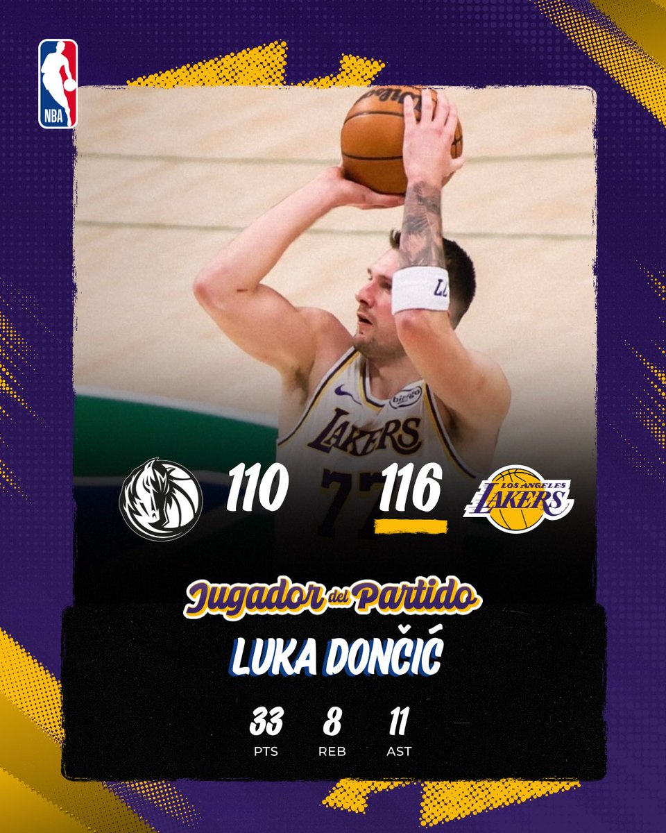 NBAMEX's tweet photo. ⭐️ Luka Dončić lideró a Lakers a la victoria en Dallas.
#RivalsWeek https://t.co/NCsOfpb7gS