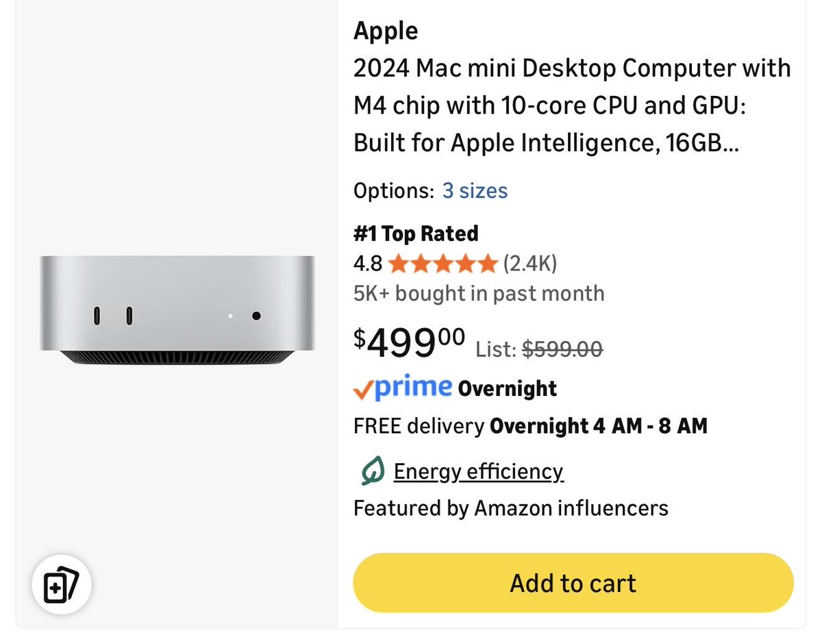 3 Reasons people are buying M4 Mac mini for Clawdbot.
1. It has access to the Apple ecosystem like messages, calendar, reminders, etc.
2. You get a VERY capable and reliable mini PC for all things compute.
3. It’s just SO much cooler than a Raspberry Pi.

PS it’s $499 on Amazon