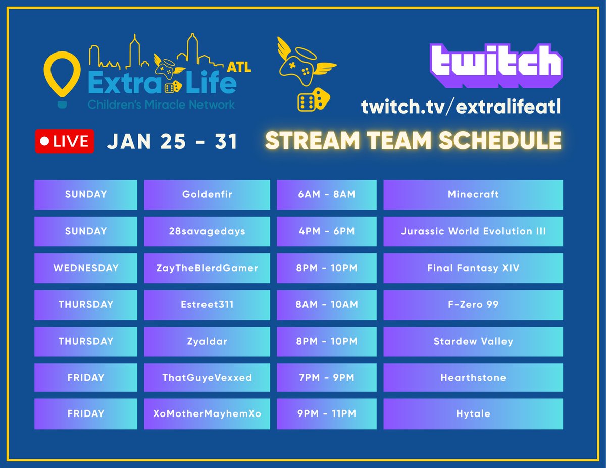 Stream Team Update!
Please welcome Brittany &amp; Dagan to our 2026 Extra Life ATL Stream Team line-up!  Catch their back-to-back Friday night streams 🎮
Follow us on Twitch, join the fun, and support gaming for kids 
#ExtraLifeATL #TwitchTeam #StreamingForGood #CHOA