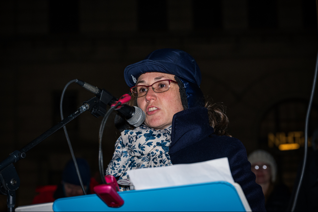 SarahC603's tweet photo. Tonight, I thanked all of you for showing up, not as a candidate, but as someone who is the granddaughter of an immigrant, married to a first generation American, and as someone whose family was murdered by government sanctioned Gestapo forces. Thank you.

#NoGestapo https://t.co/zpRyx7g5z0