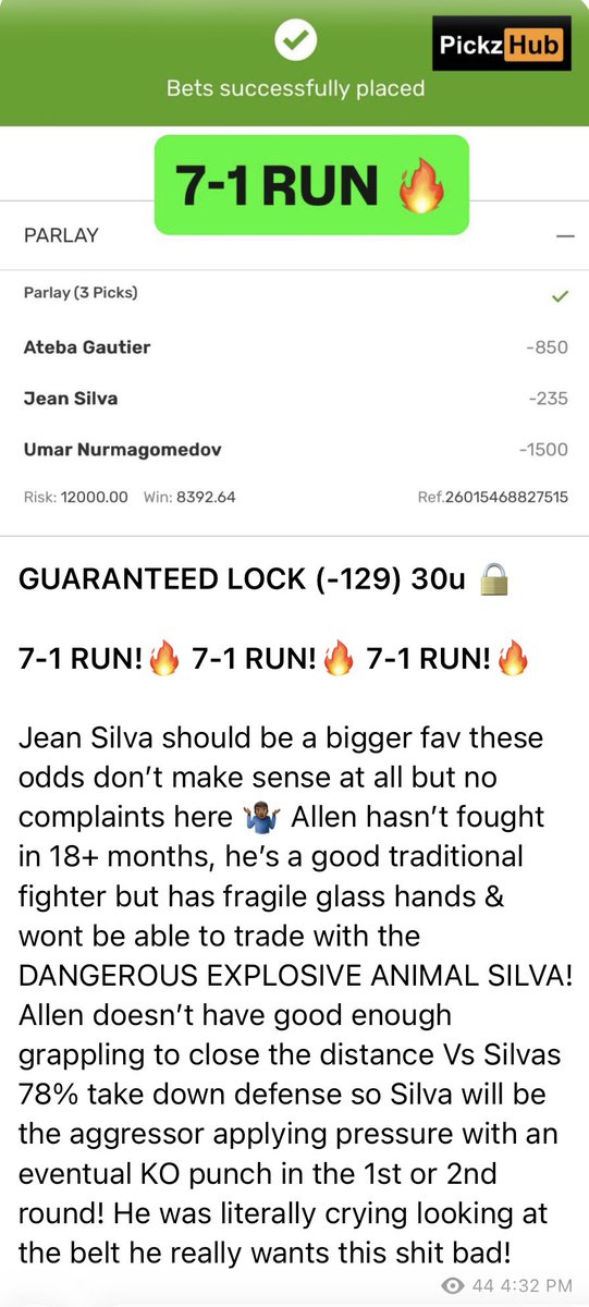 9-1 RUN! ✅✅ ANOTHA SWEEP I TOLD YALL!!

GUARANTEED LOCK (-122) 30u 🔒✅
Embiid 20 pts ✅ &amp; Brunson 20 pts ✅
LeBron 16 pts ✅ &amp; Luka 25 pts ✅

GUARANTEED LOCK (-129) 30u 🔒✅
Gautier ✅
Umar ✅
Jean Silva ✅

9-1 RUN! ✅🔥 9-1 RUN! ✅🔥 9-1 RUN! ✅🔥

NFL GUARANTEED LOCKS
