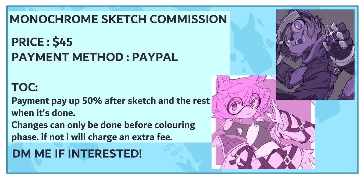 bark bark! opening sketch comm for now but i will only accept 2 people for now. my options are pretty open feel free to ask anything about the comm.

(ps i can do nsfw if you'd like)