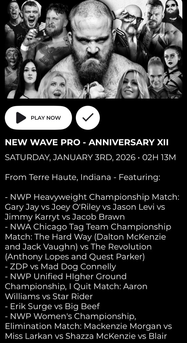 NewWavePro's tweet image. Happy Saturday New Wave Nation! 
It’s cold and snowy outside, so get ya blankets and get cuddled up and Watch Our Most Recent event On IWTV! #NWPAnniversary  @indiewrestling