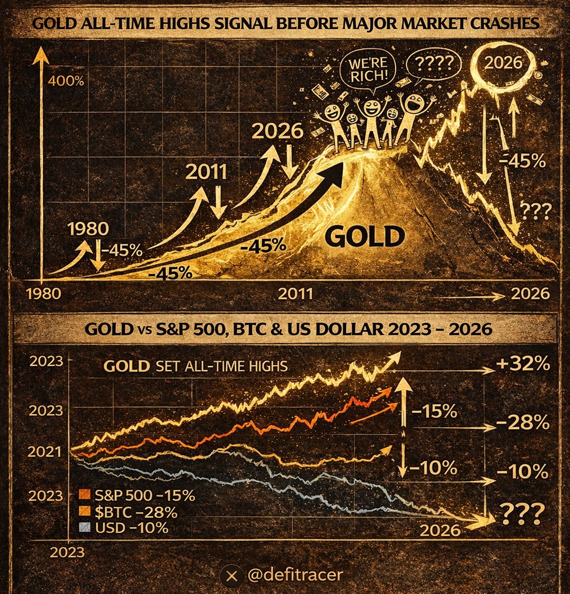 DeFiTracer's tweet image. 🚨 GOLD WILL CRASH THE MARKET!

I don't want to scare you, but you MUST know it.

Everyone sees it, but 99% of people IGNORE it.

During the last 12 months, Gold set ATH a few times.

While stocks, $BTC and even the US dollar are going down.

If you do NOT want to LOSE ALL your…
