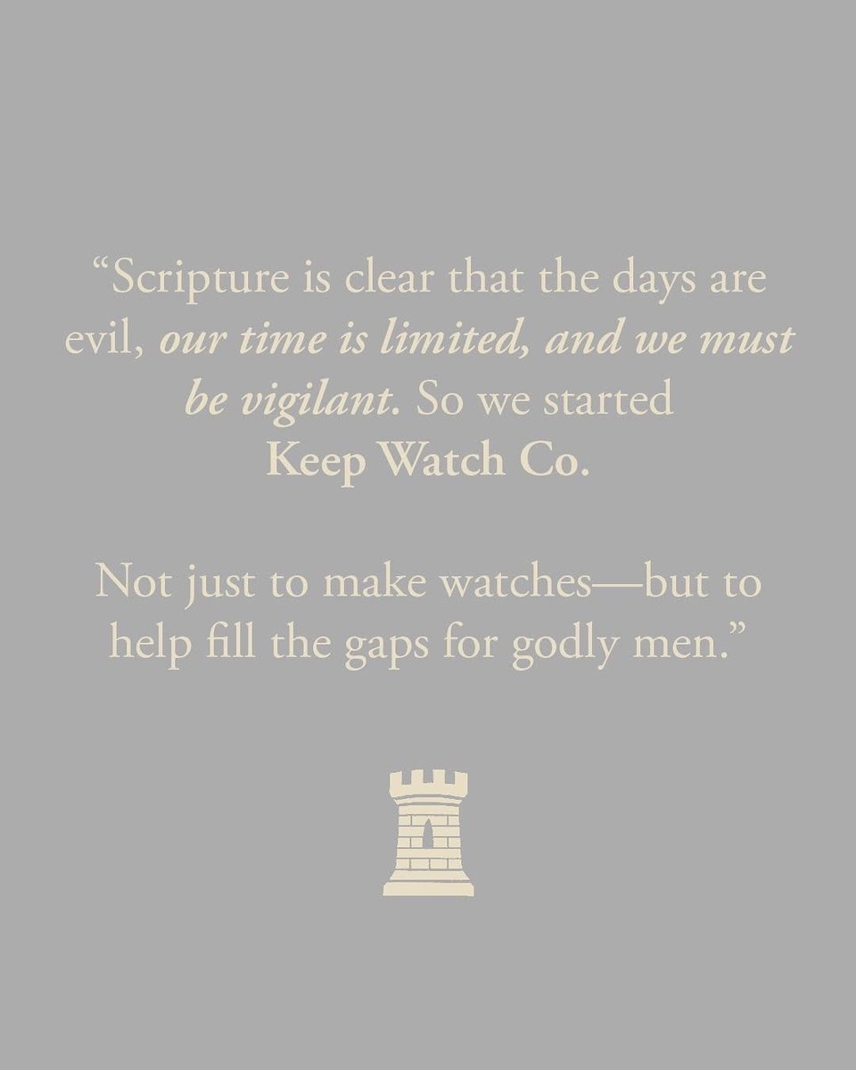 KeepWatchCo's tweet image. “Look carefully then how you walk, not as unwise but as wise, making the best use of the time…” Ephesians 5:15-16

Scripture is clear that the days are evil, our time is limited, and we must be vigilant. So, we started Keep Watch Co.