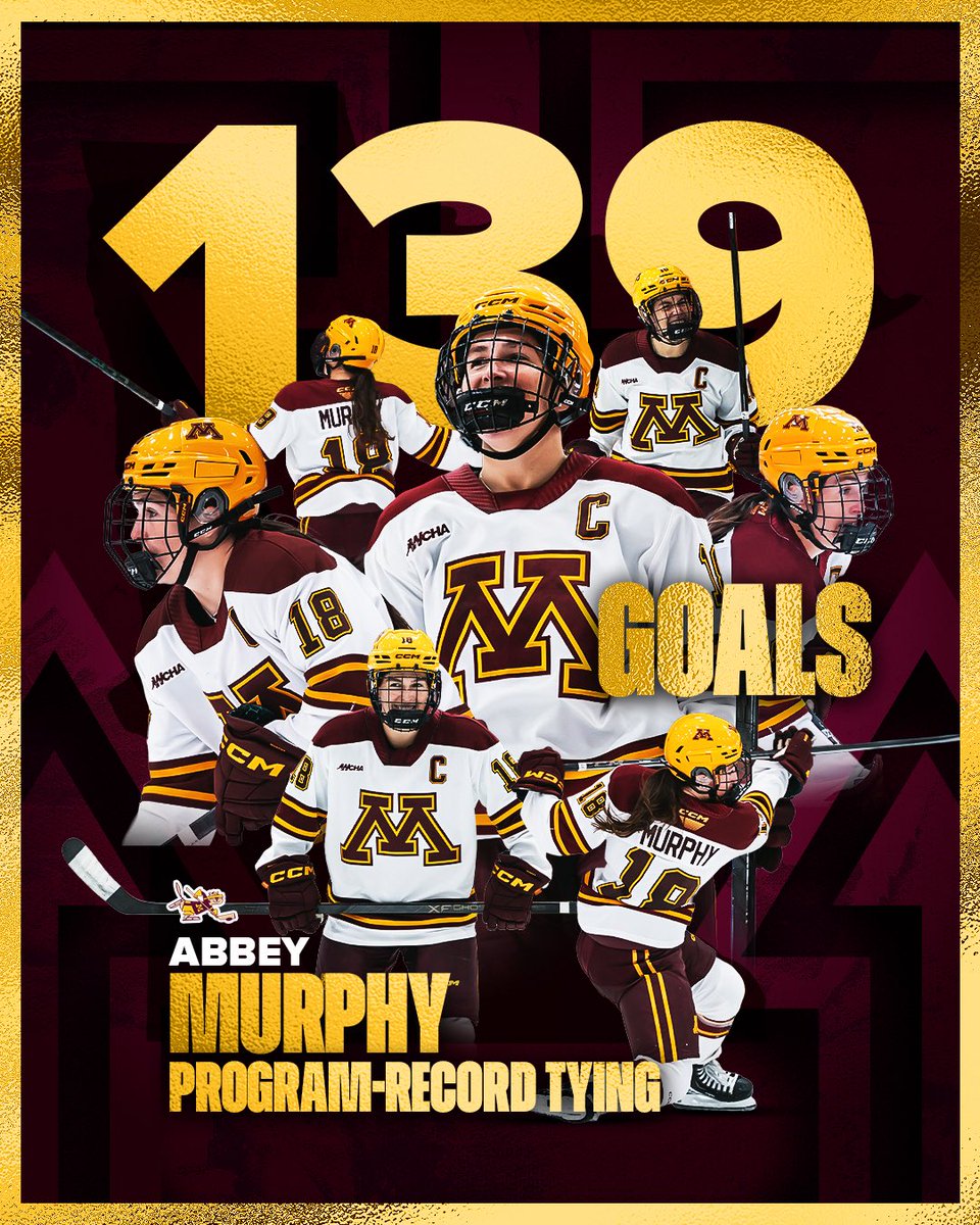 GopherWHockey's tweet photo. 𝟙𝟛𝟡 goals and counting 😤🔥 

Abbey Murphy ties the program record!

#GWH | #SkiUMah https://t.co/SStGlqSdzv