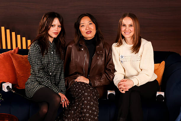 nattyfanstar's tweet photo. Jenna Ortega, Cathy Yan and Natalie Portman at The Variety Studio during the 2026 Sundance Film Festival Presented by Audible at Audible Listening Lodge on January 24, 2026 in Park City, Utah. ( https://t.co/uS8ETuADe5