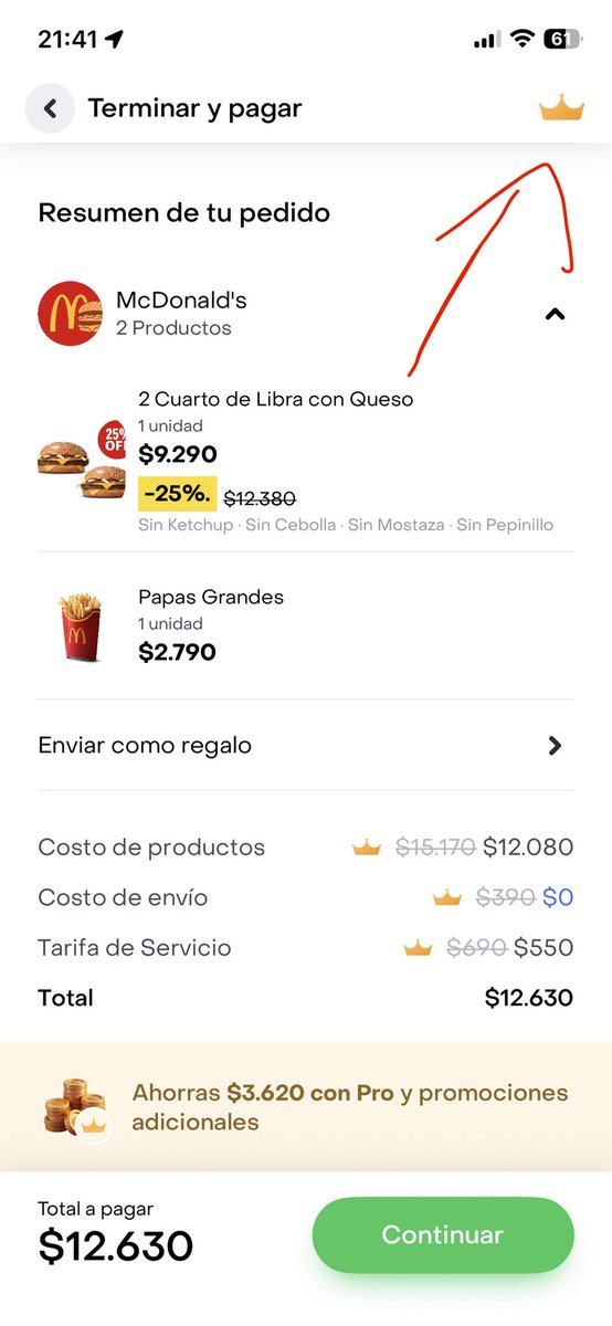 pescop's tweet photo. @RappiChile me pueden explicar porque tienen precios diferenciados por cliente? Si además soy “PRO” me cobran más caro que a alguien que no es pro?? Como se puede llamar esto…mínimo engaño. https://t.co/6Ht4CczCNQ